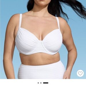 LANDS END White Textured Bikini Top 10, 12